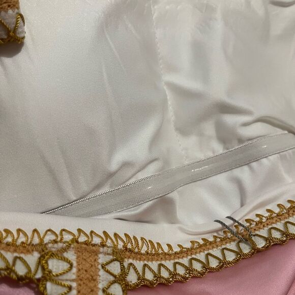 Platinum Swimwear Pink Sands Gold Crochet Trim One Piece Swimsuit Size S NWT - Picture 9 of 9